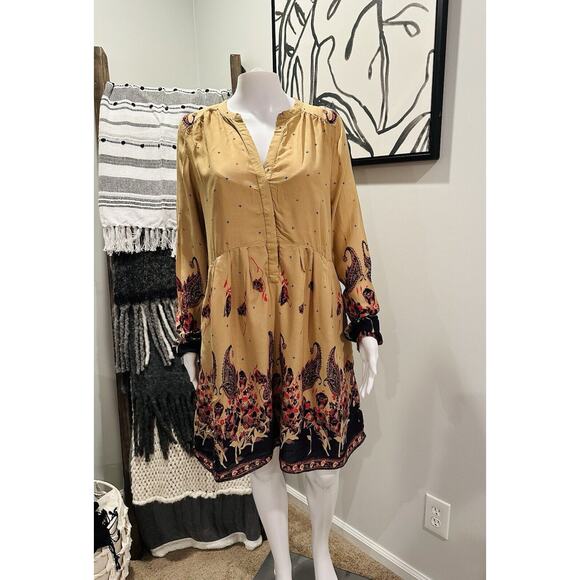 Free People Women’s Size Medium Yellow Sierra Valley Paisley Cottagecore Dress - Picture 2 of 13